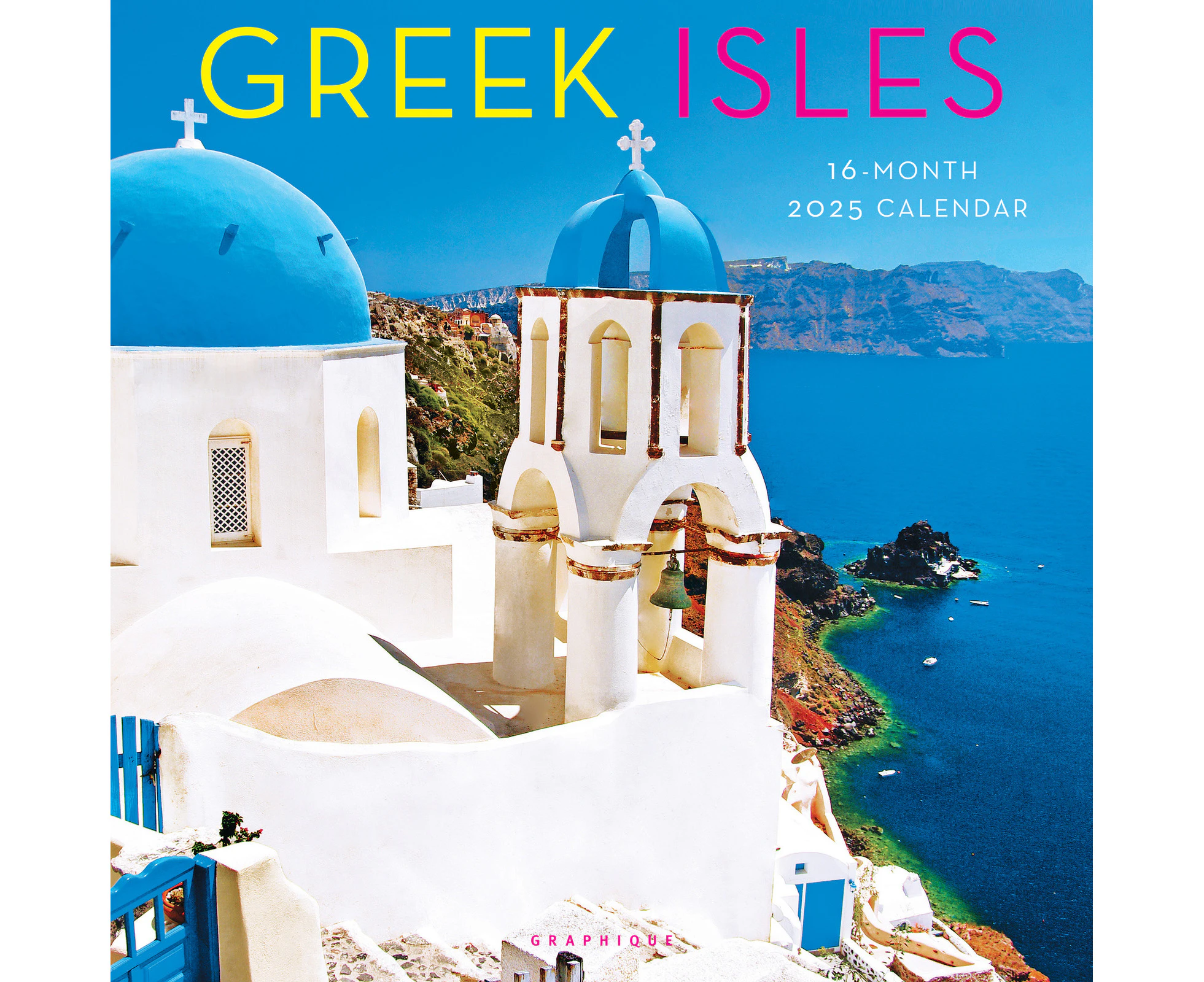 2025 Calendar Greek Isles 16-Month Square Wall Graphique GF36686