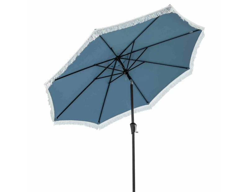 Costway 2.8M Patio Umbrella Outdoor Heavy-Duty Sun-Protective Umbrella w/Crank Handle & 8 Ribs Navy