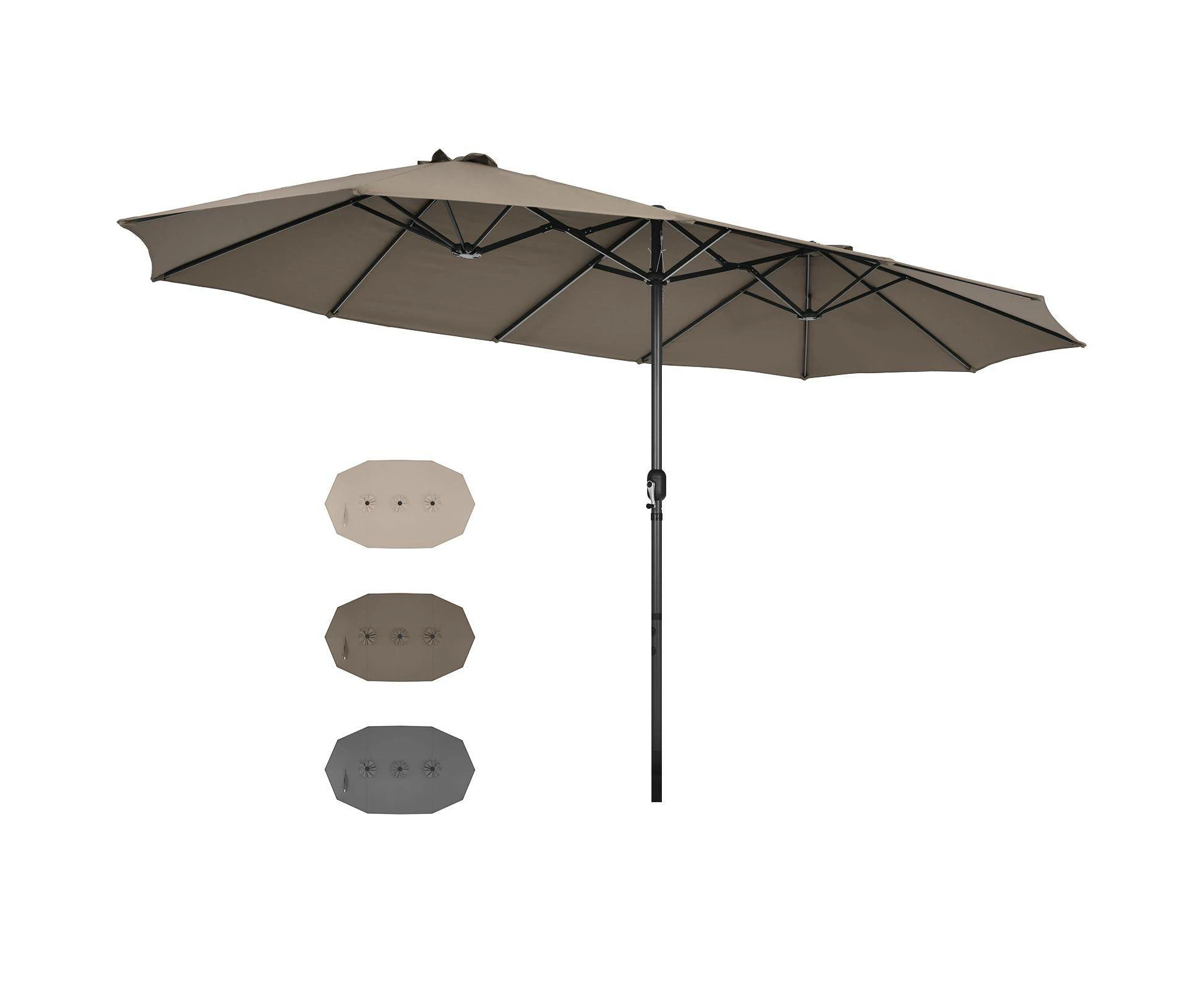 Costway Double-Sided Patio Umbrella Outdoor Umbrella Poolside & Garden Umbrella Brown