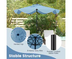 Costway 2.8M Patio Umbrella Ruffled Edges Design Outdoor Sun-Protective Umbrella w/Crank Handle Navy