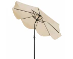 Costway 2.8M Patio Umbrella Ruffled Edges Design Outdoor Sun-Protective Umbrella w/Crank Handle Beige