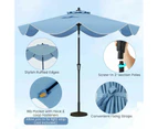 Costway 2.8M Patio Umbrella Ruffled Edges Design Outdoor Sun-Protective Umbrella w/Crank Handle Navy