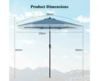 Costway 2.8M Patio Umbrella Outdoor Heavy-Duty Sun-Protective Umbrella w/Crank Handle & 8 Ribs Navy