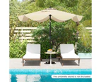 Costway 2.8M Patio Umbrella Ruffled Edges Design Outdoor Sun-Protective Umbrella w/Crank Handle Beige