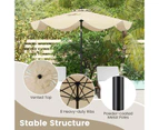 Costway 2.8M Patio Umbrella Ruffled Edges Design Outdoor Sun-Protective Umbrella w/Crank Handle Beige