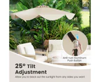 Costway 2.8M Patio Umbrella Ruffled Edges Design Outdoor Sun-Protective Umbrella w/Crank Handle Beige