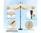 Costway 2.8M Patio Umbrella Ruffled Edges Design Outdoor Sun-Protective Umbrella w/Crank Handle Beige