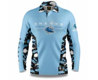 NRL Long Sleeve Reef Runner Fishing Polo Shirt - Cronulla Sharks - YOUTH