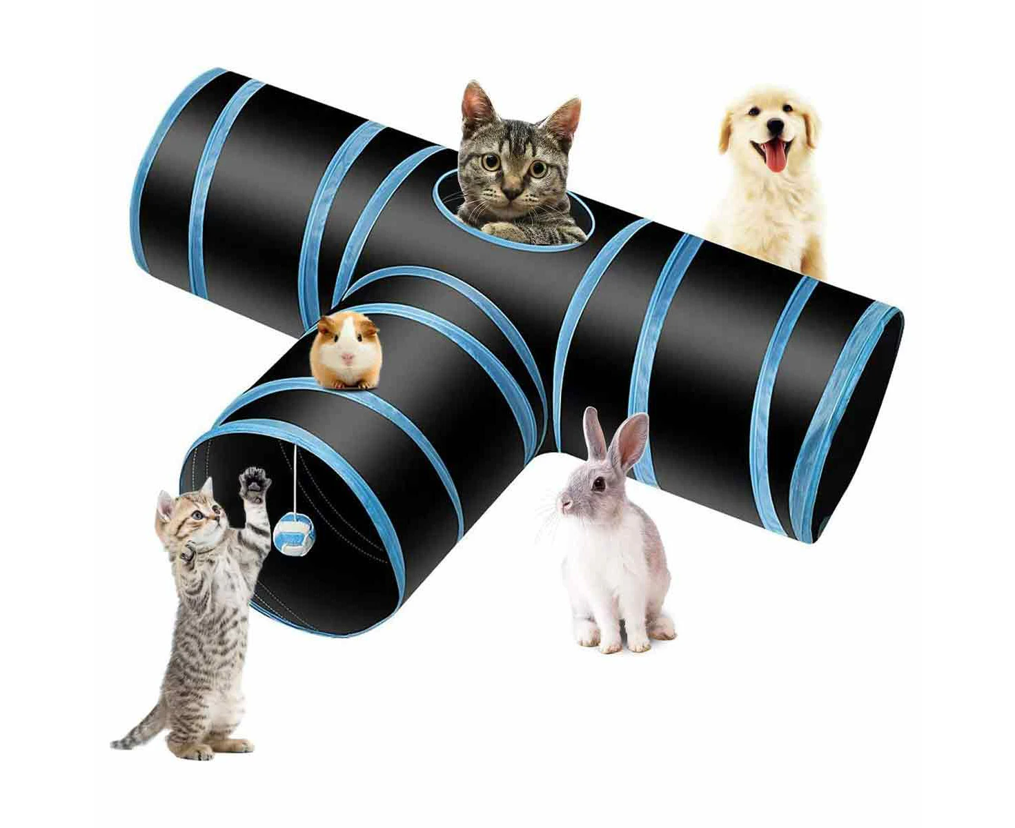 Pet Cat Tunnel Toys, Cat Triple Channel Smart Cat Toys Drill Bucket