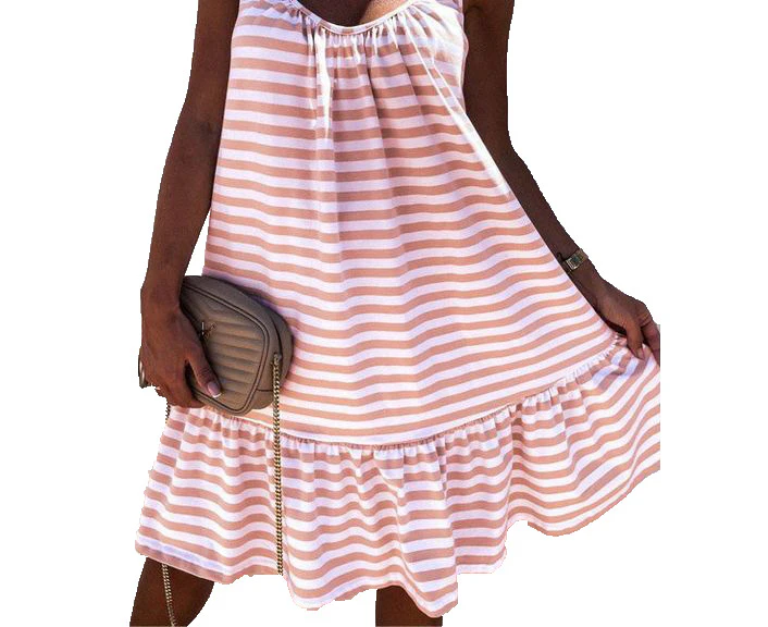 Women's Striped Dress - Pink - PINK