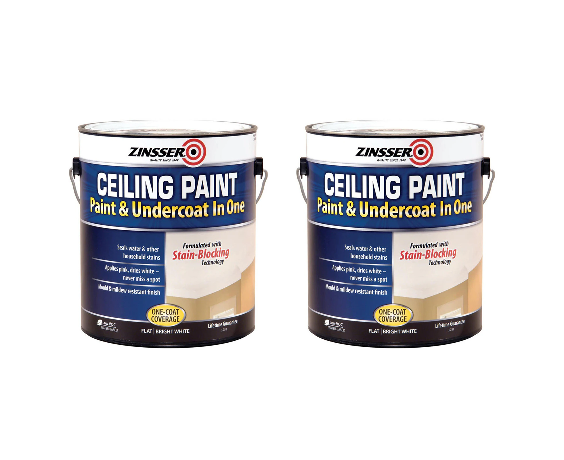 Multi Bundle Zinsser White Ceiling Paint 3.78L - Paint and Primer in One x 2