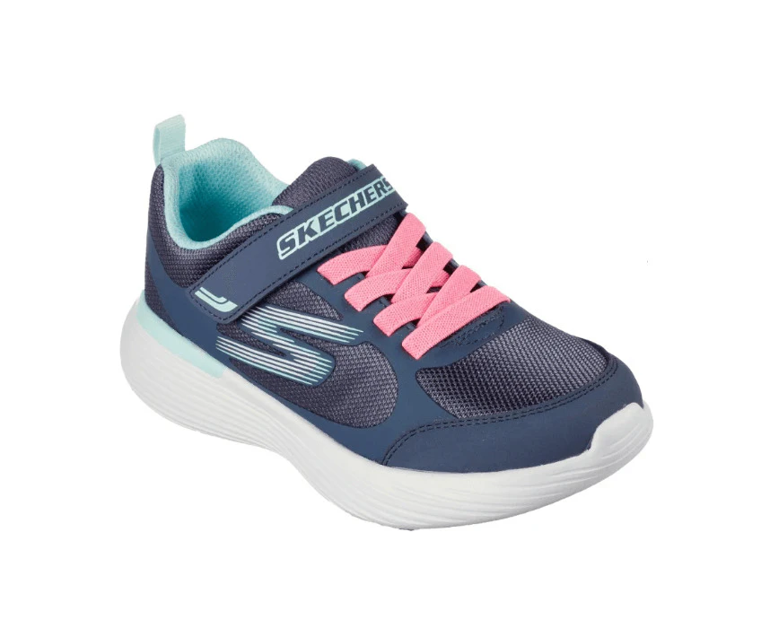 Girls Skechers Gorun 400 V2- Gusto Racer-Mx Charcoal/Aqua Kids Sneaker Shoes Synthetic - Charcoal/Aqua