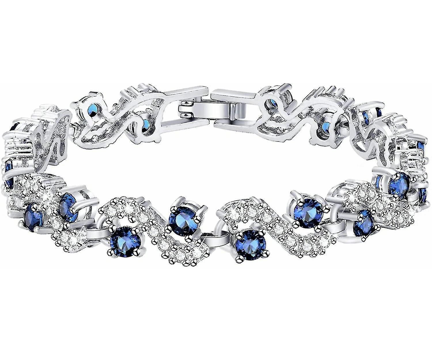 Woosien Blue Tennis Cubic Zirconia Bracelet For Mom Daughter Womens Classic 14