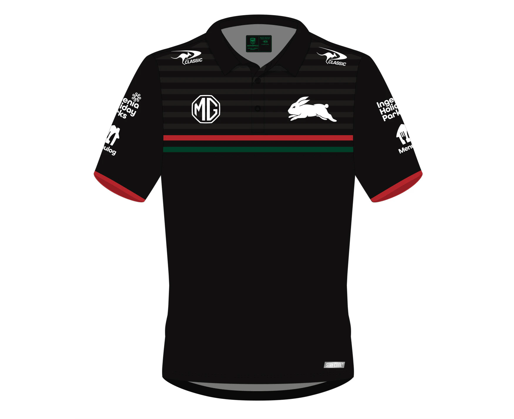 NRL 2024 Players Polo - South Sydney Rabbitohs - Black - Youth - CLASSIC