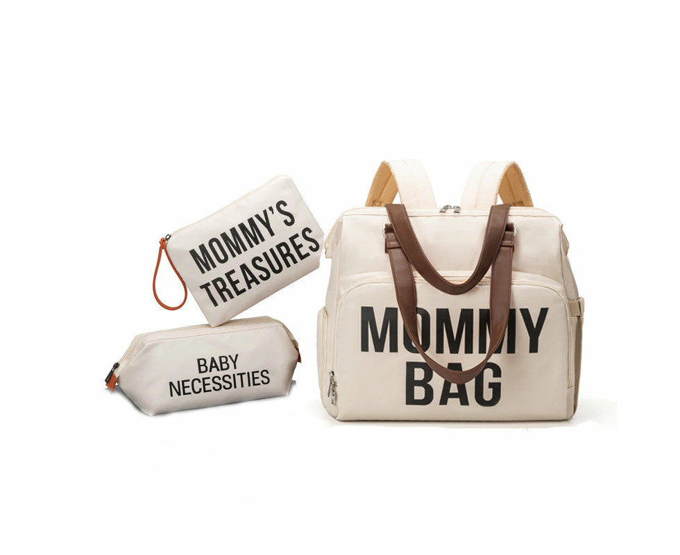 Anymom Mommy Diaper Bags White 3 pcs Set Nappy Backpack Maternity Multifunctional Handbag Large Capacity Luggage Sleeve