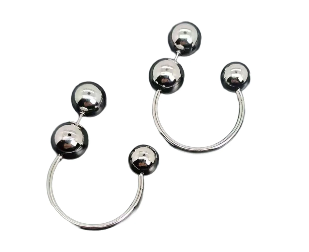 Fashion Round Ball Hoop Earrings Front and Back Studs Earring Women Ear Ornament - Silver