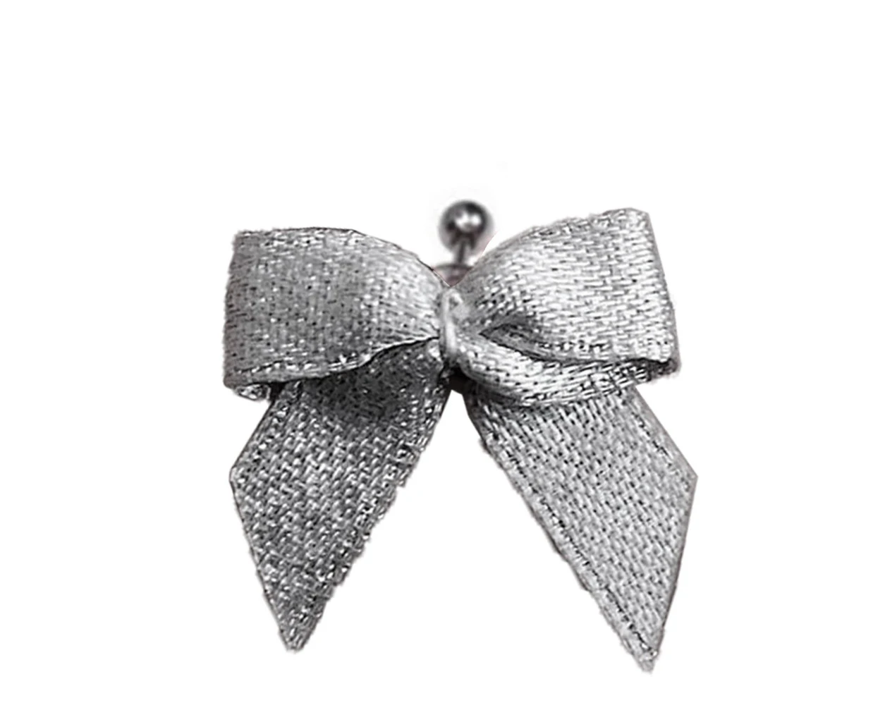 Bowknot Ribbon Ear Studs Cartilage Accessories for Women Girls Ear Rings Earring - Silver gray