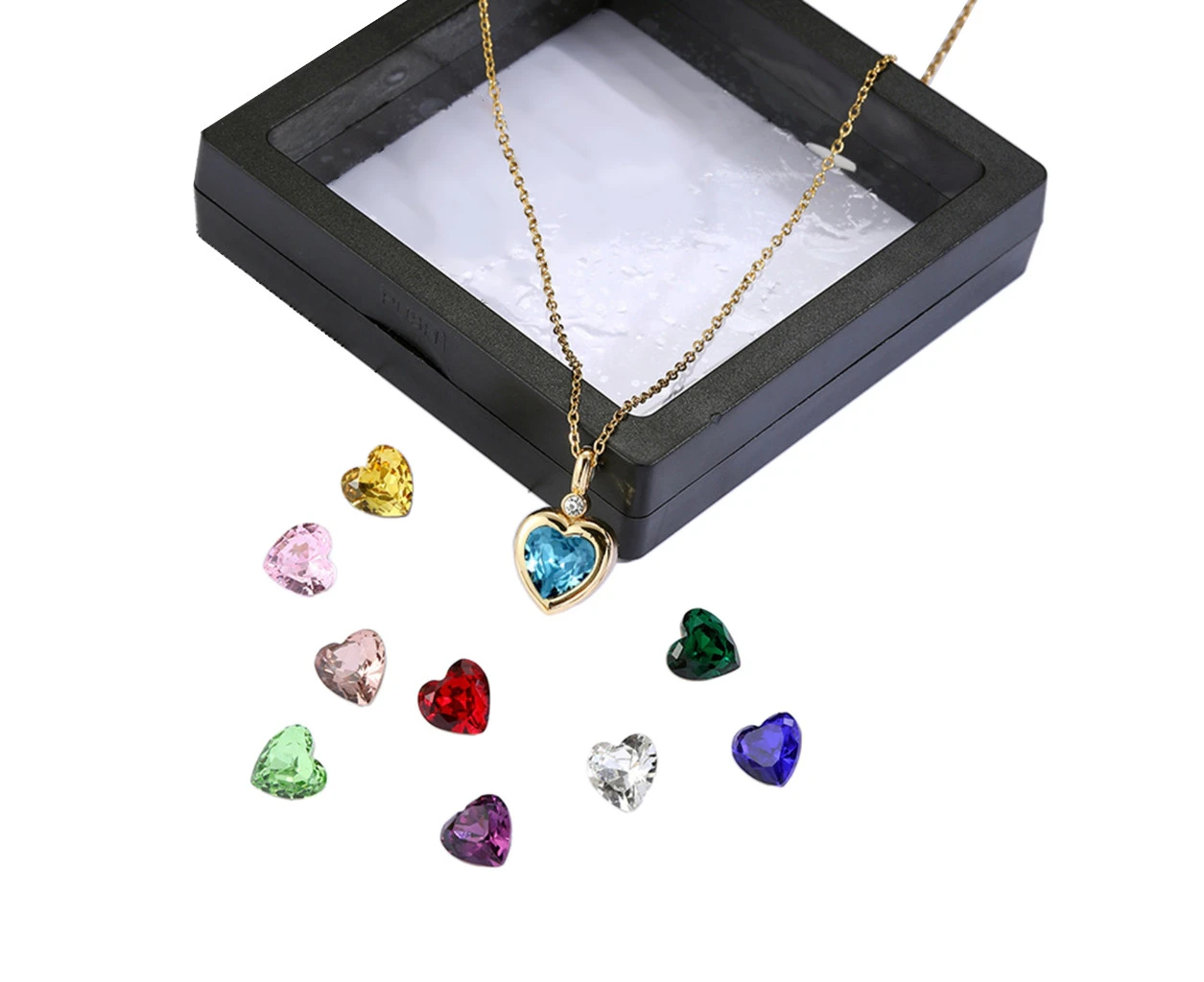 Handmade Pendant Necklace Detachable Zircon Neckchain Jewelry for Daily Wear - Gold - Heart 2