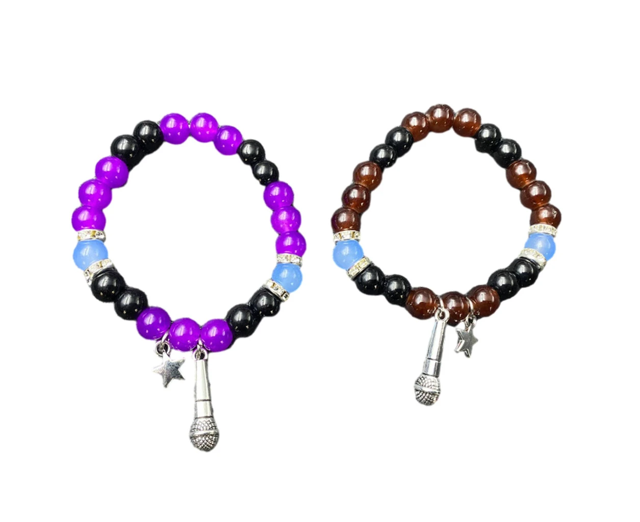 1/2PcAdjustable Matching Bracelets Magnetic Couple Handchain Chic Birthday Gift - Microphone purple co