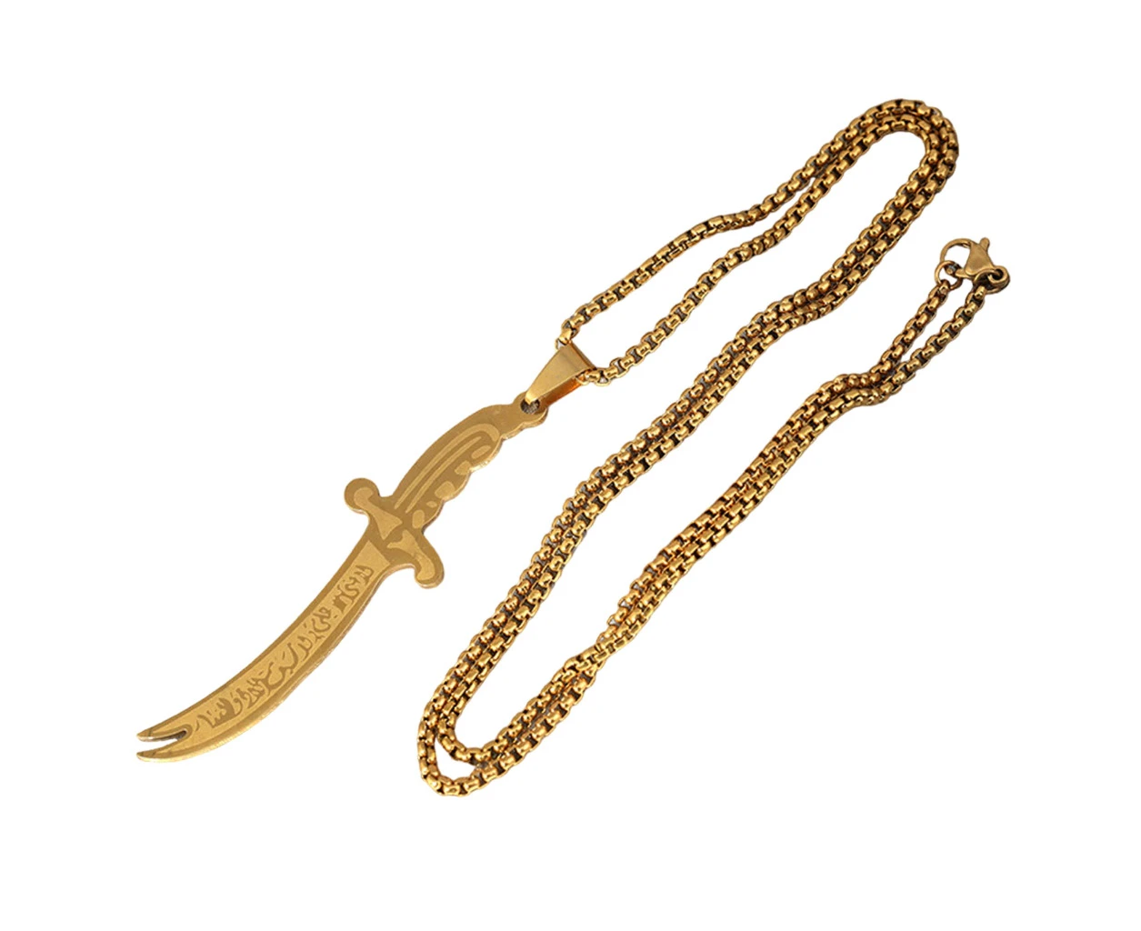 Muslims Islams Knife Clavicle Chain Fashionable Curved Knife Neckchain Chokers - Gold