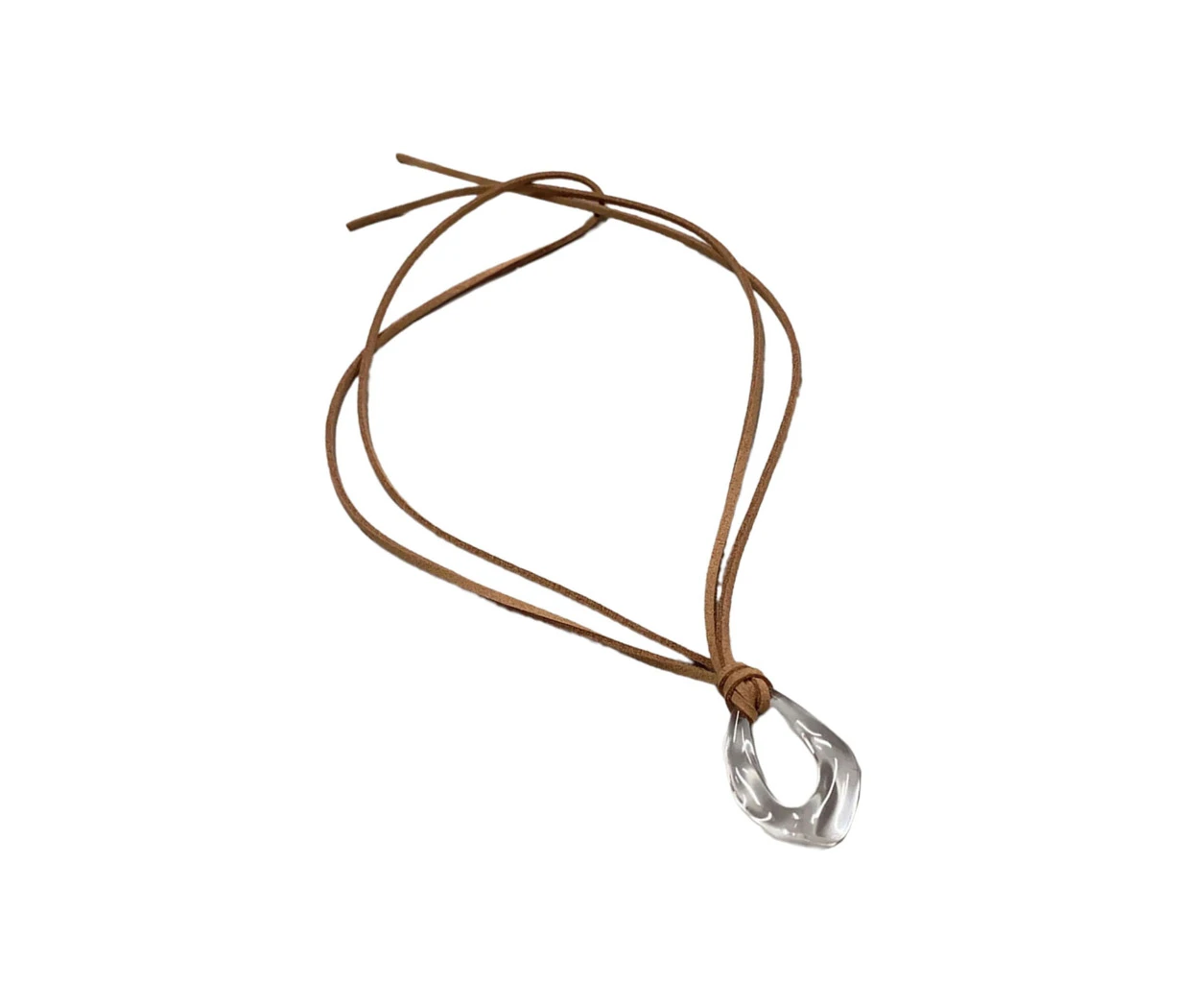 Fashionable Acrylic Clavicle Chain Adjustable Velvets Cord Circular Necklace - Brown rope 2