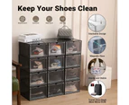 10 Pack Shoe Storage Boxes - Stackable Hard Plastic Cases with Magnetic Acrylic Door for Organiser, Display, Sneakers Containers, Shoes