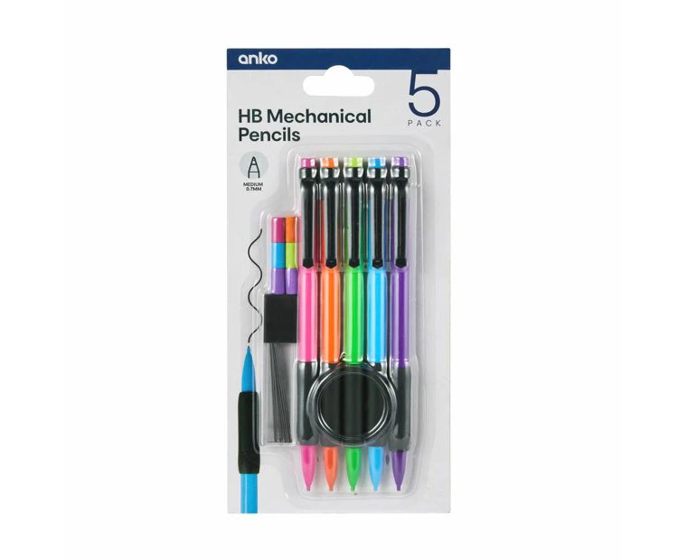 5 Pack HB Mechanical Pencils - Anko