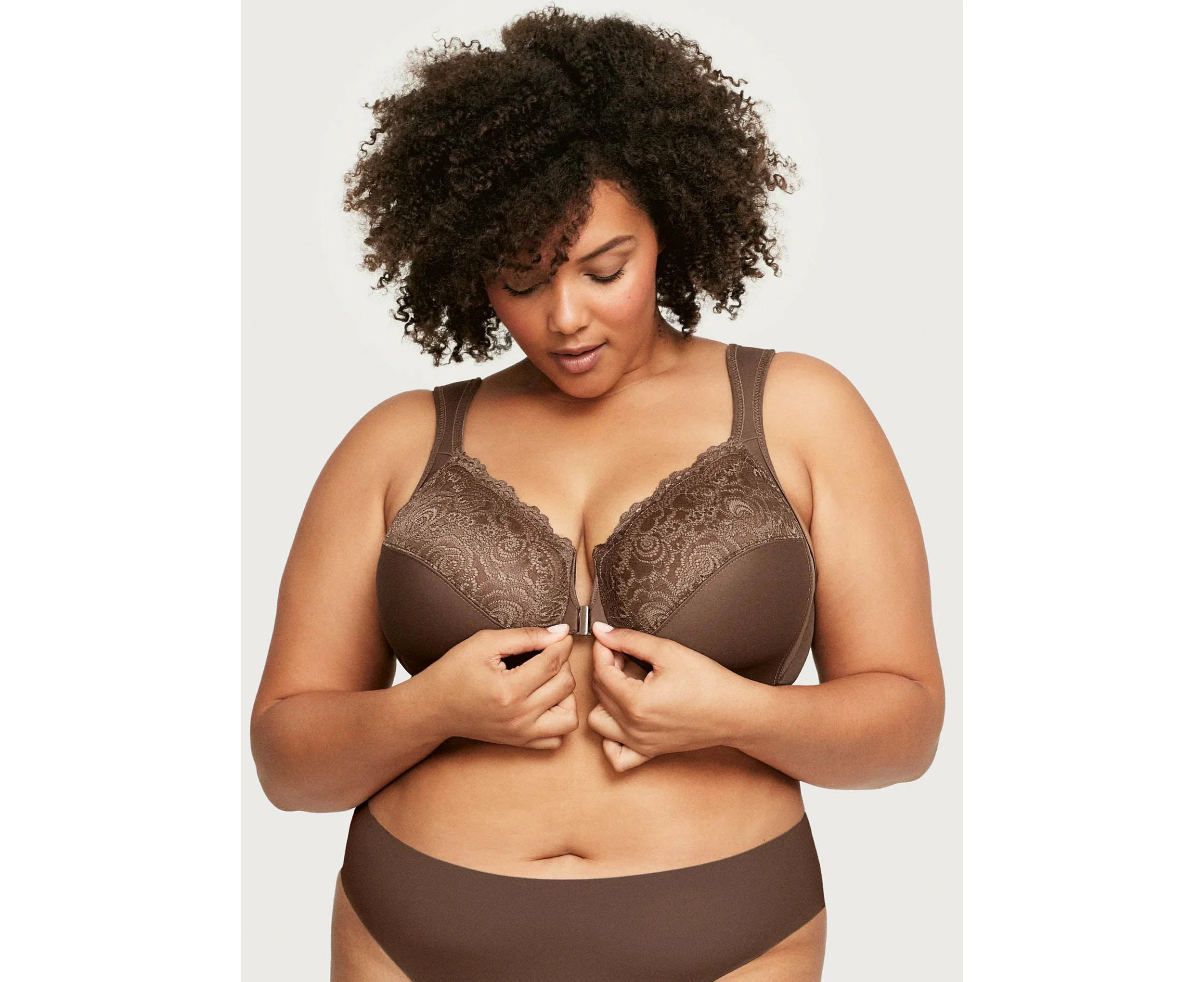 Glamorise: Elegance Front Close Wonderwire Bra  Mocha