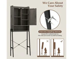 Costway Industrial Bathroom Cabinet Over the Toilet Storage Rack Laundry Space Saver w/Doors&Open Shelf