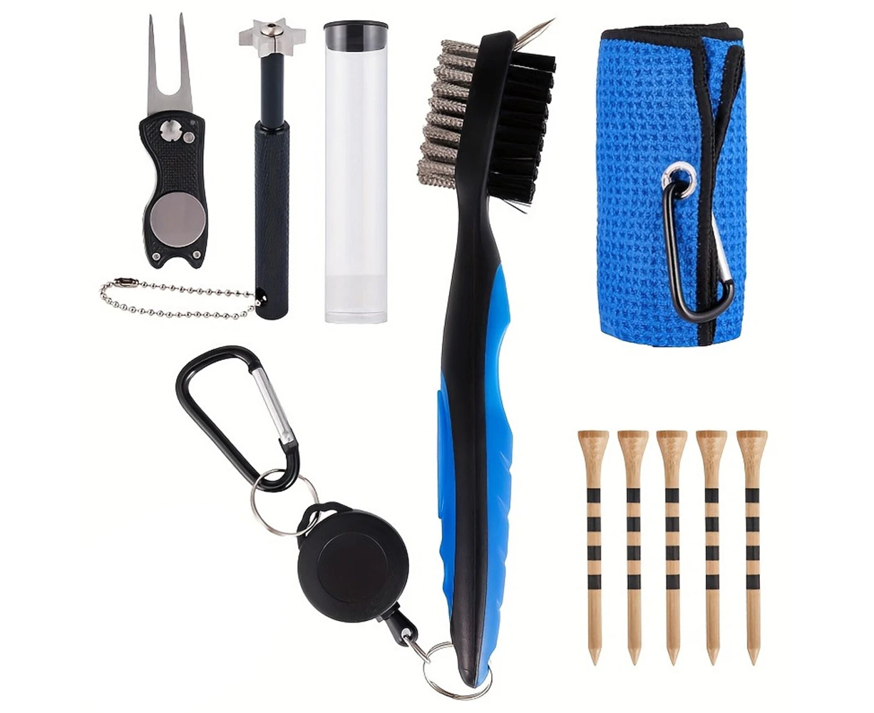 Golf Club Brush Cleaner Groove Cleaning Tool Kit Golf Accessories Set-Blue