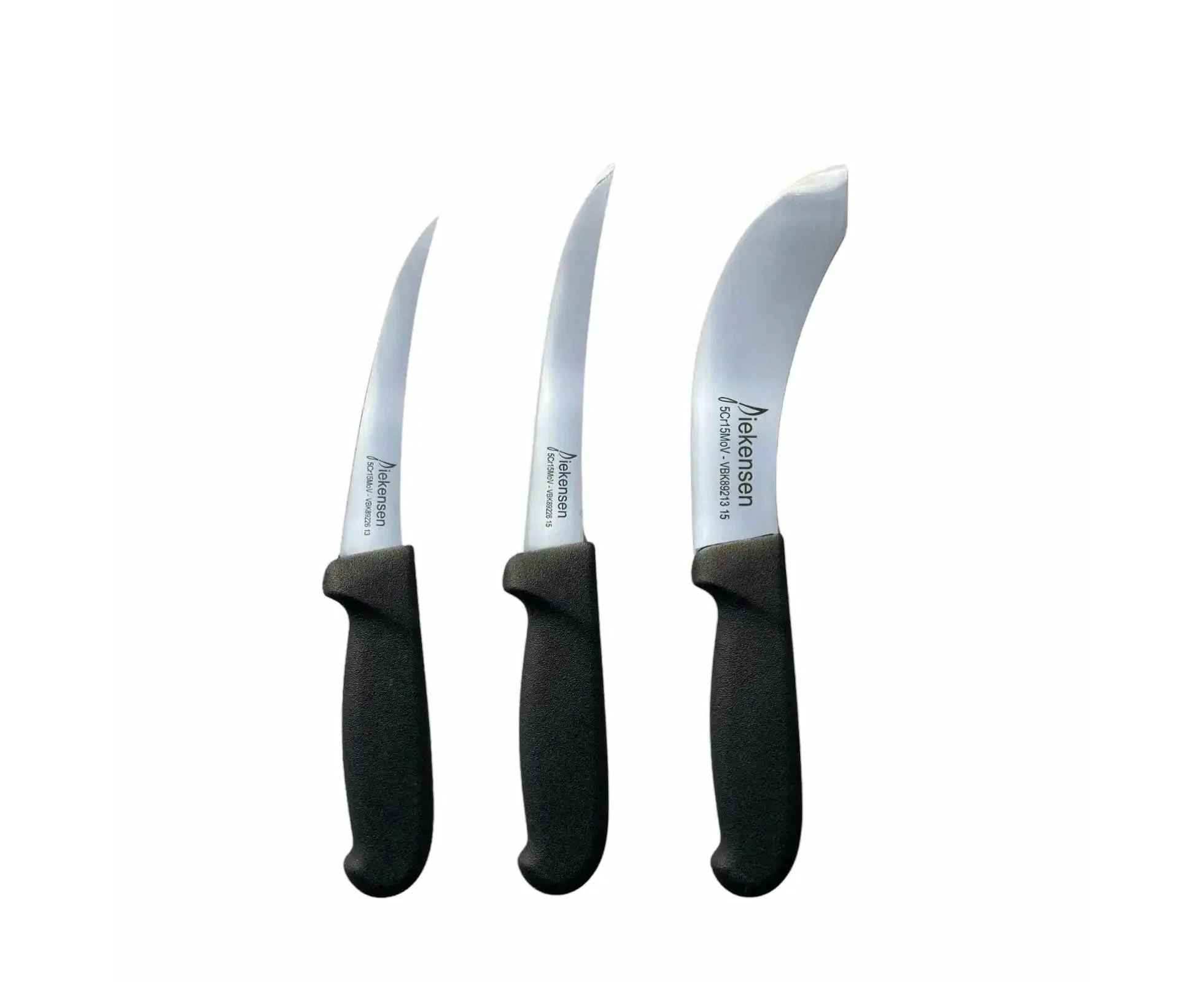 Diekensen 5" 6" Boning Knife 6" Skinning Knife Butchers Knife Set - Black