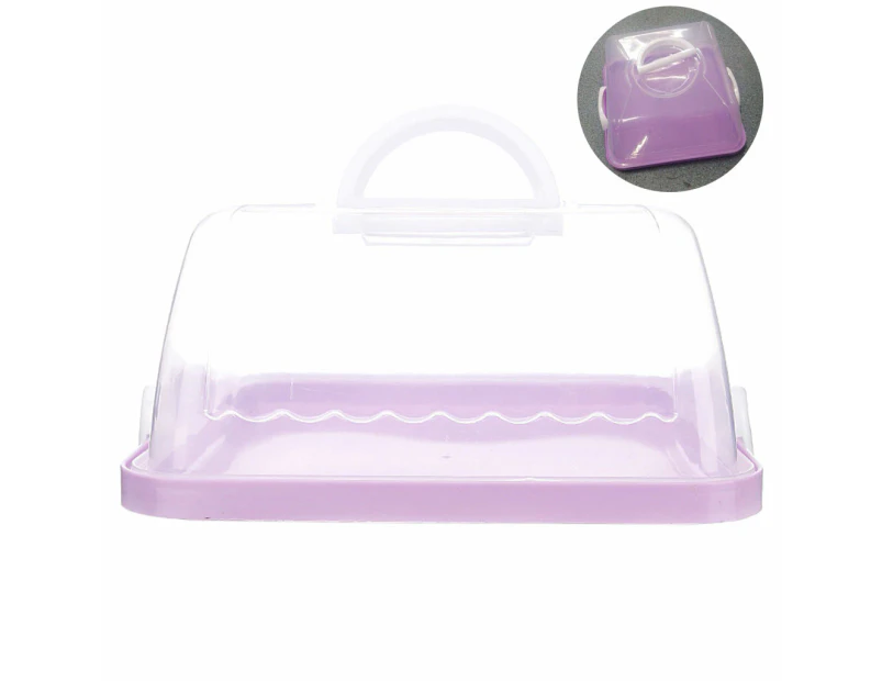 Portable Plastic Square Cake Box Cupcake Dessert Container for Case Handheld for Carrier Wedding Birthday Kitchen Supplies - Purple