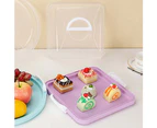 Portable Plastic Square Cake Box Cupcake Dessert Container for Case Handheld for Carrier Wedding Birthday Kitchen Supplies - Purple