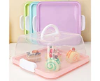 Portable Plastic Square Cake Box Cupcake Dessert Container for Case Handheld for Carrier Wedding Birthday Kitchen Supplies - Purple