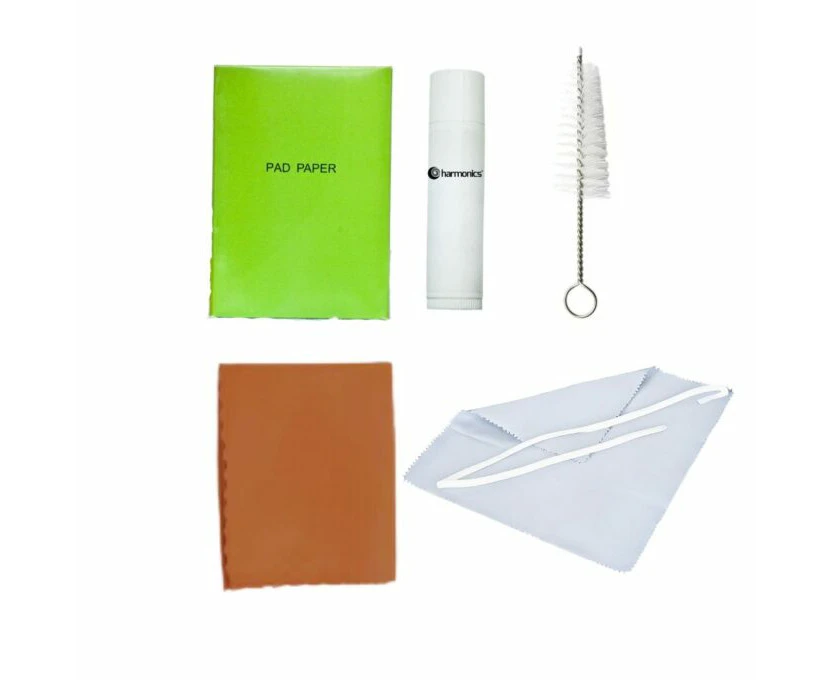 Harmonics Saxophone Care Kit, Maintenance Cleaning Set with Mouthpiece Brush, Polishing Cloth, Grease, Swab, Pad Paper