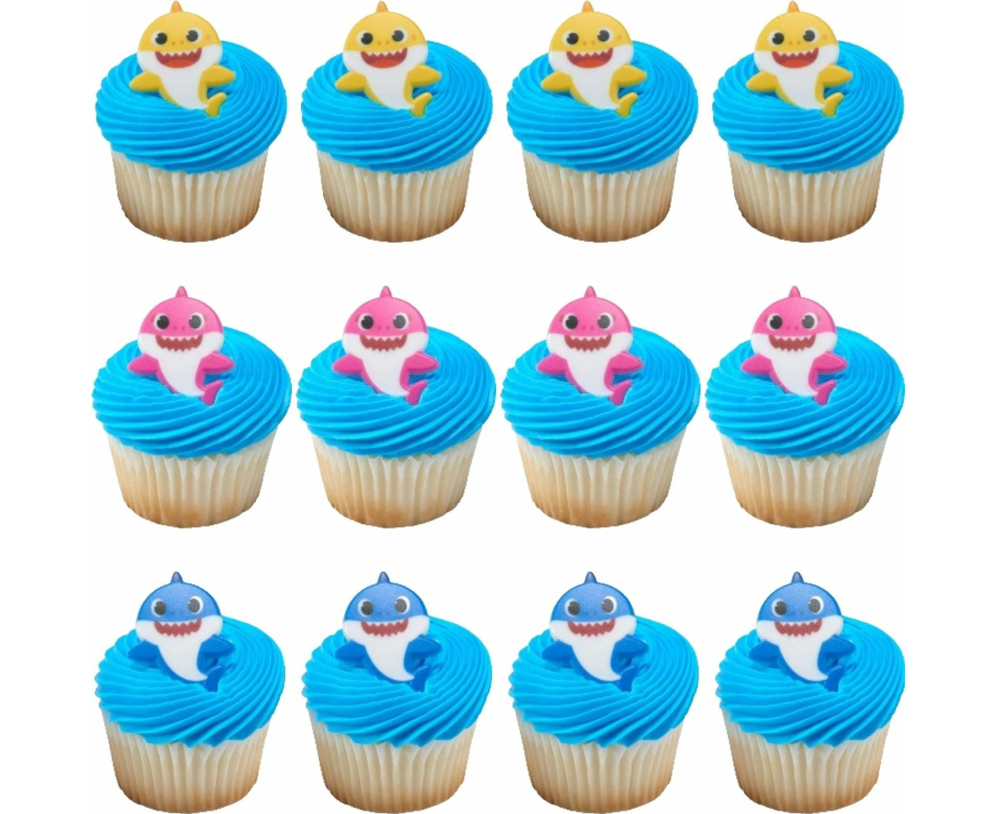 Baby Shark Cupcake Rings (Pack of 12)