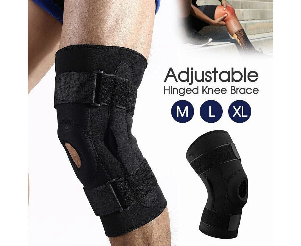 Hinged Knee Brace Adjustable Open Patella Support Swollen Tendon Ligament - M