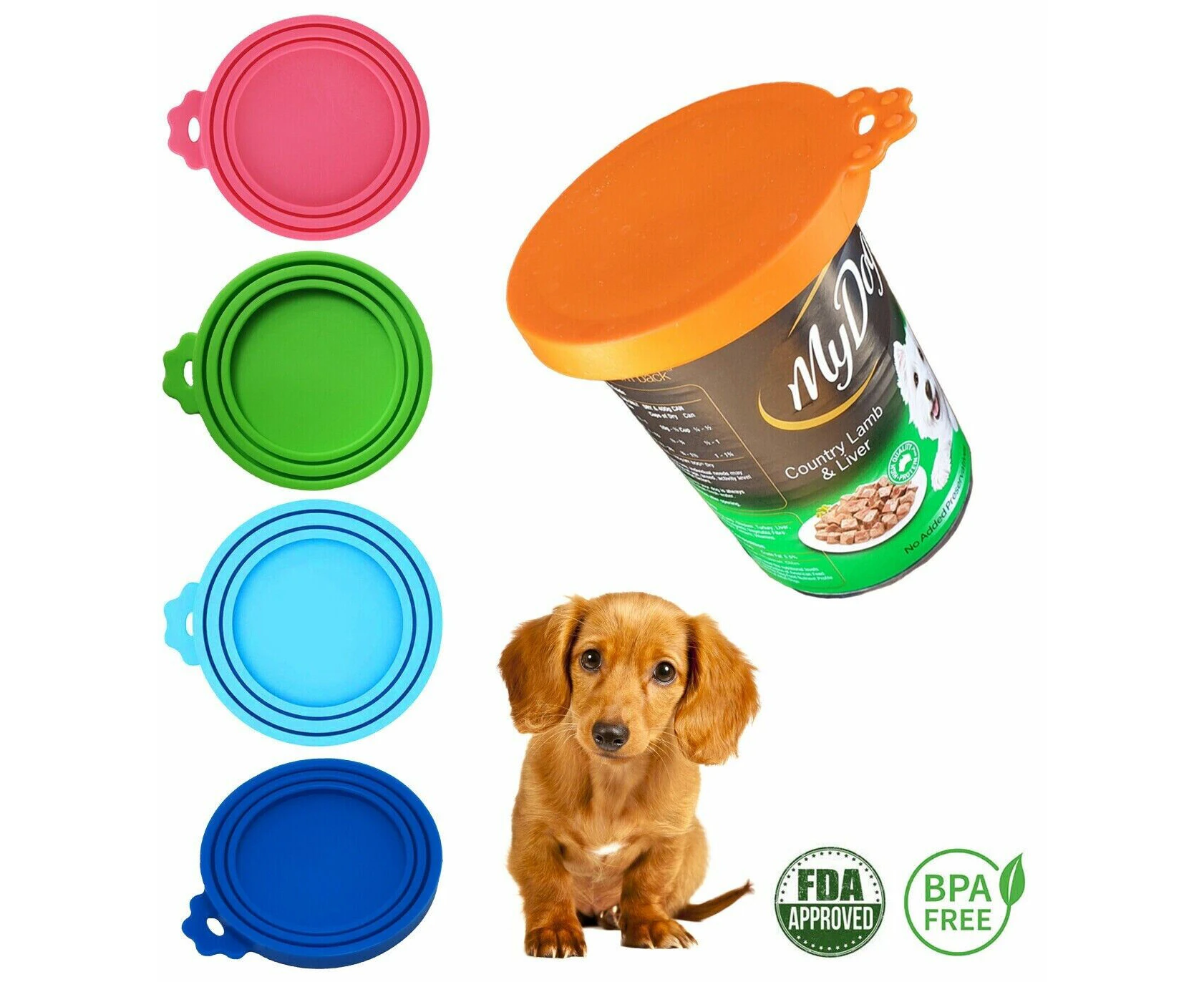 3x Pet Food Can Cover Lid Dog Cat Pet Tin Silicone Reusable Storage Cap