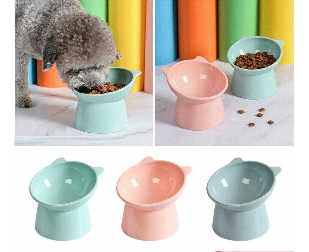 Elevated Cat Dog Pet Bowl Feeder Food Water Raised Lifted Stand Bowls - Pink