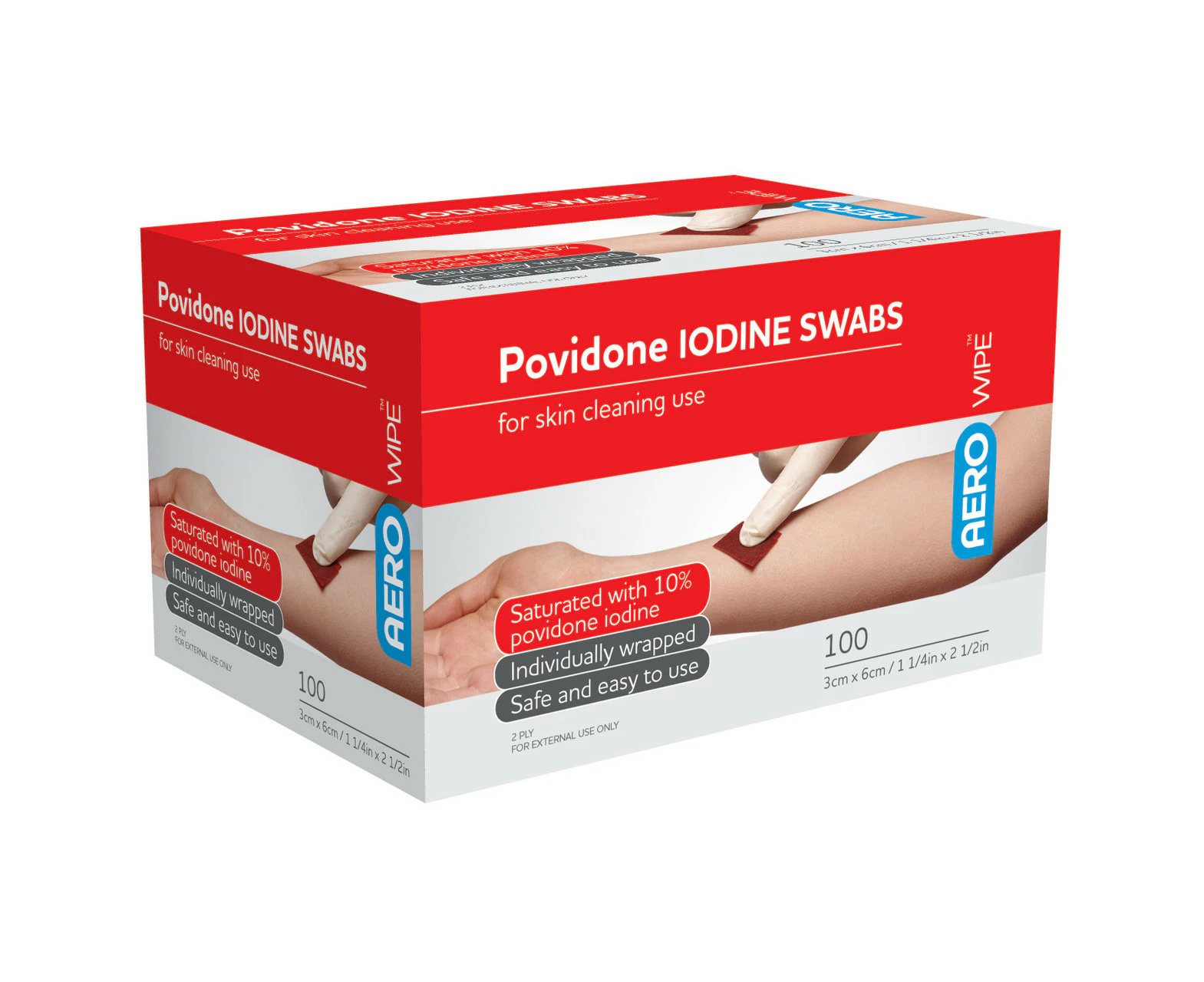 AeroWipe Povidone Iodine Swabs 100 Pack