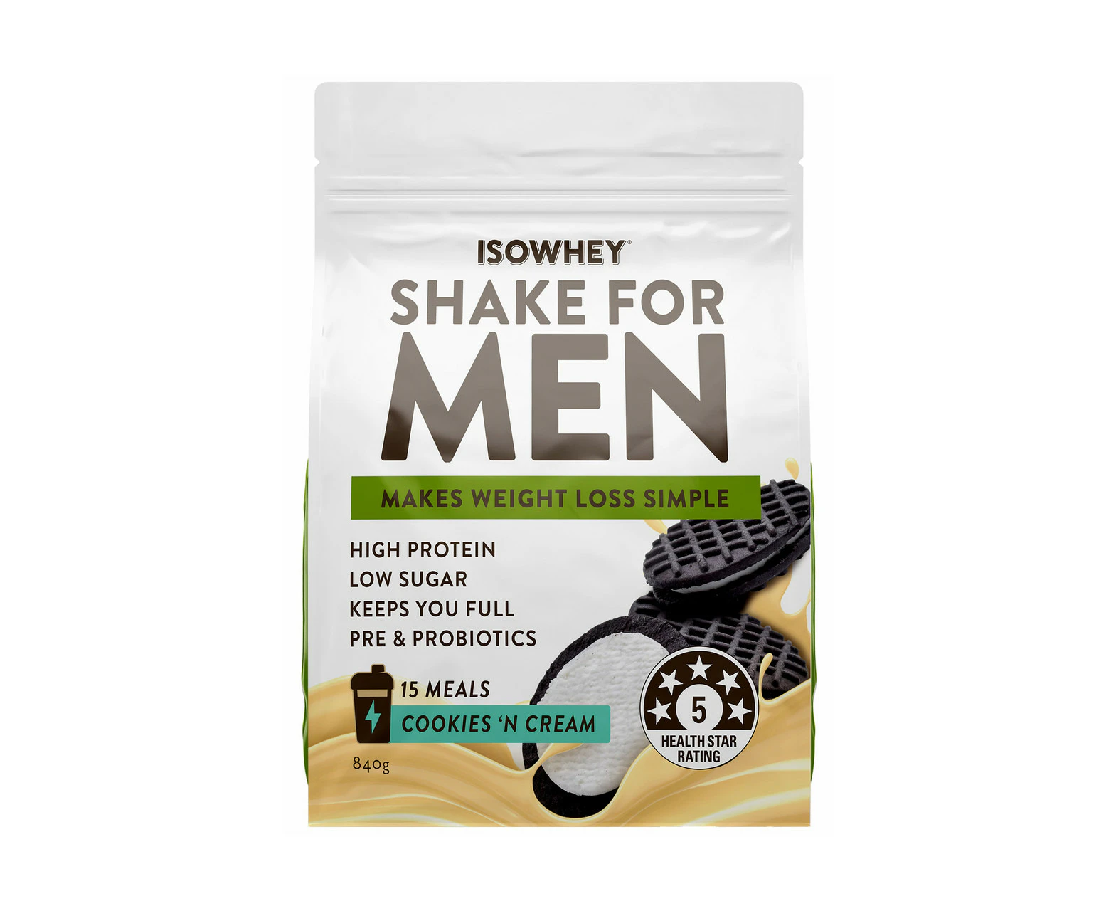 Isowhey Men's Shake Cookies & Cream 840g