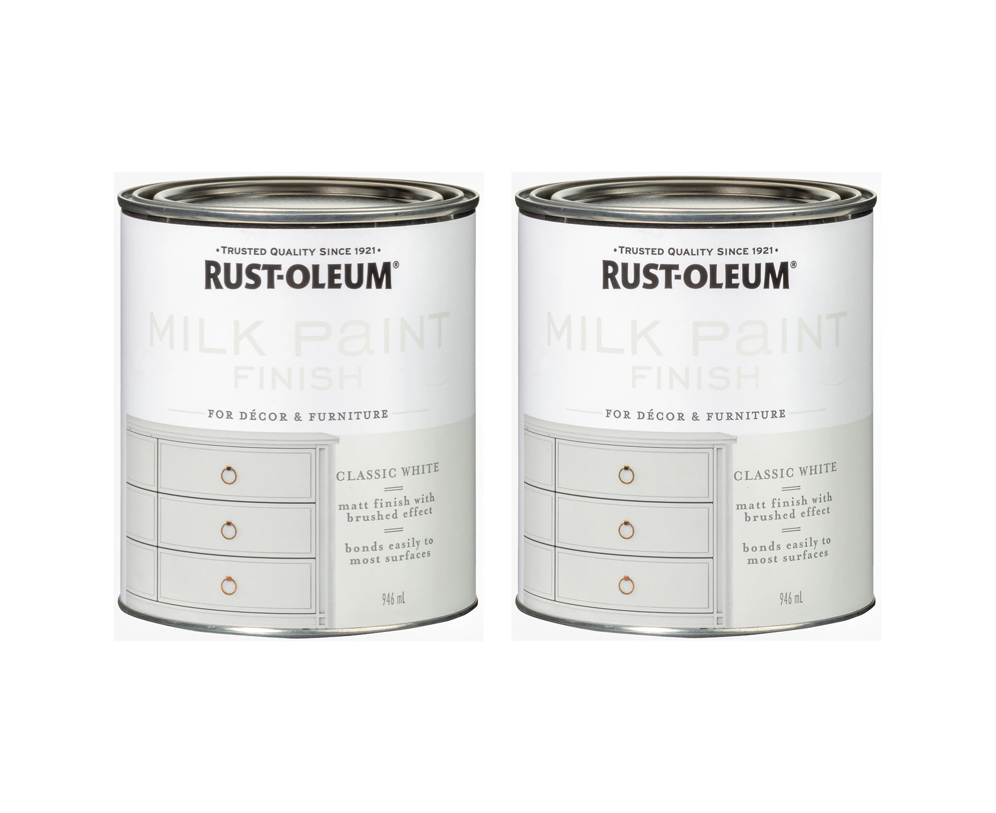 Bundle Rust-Oleum Milk Paint Finish 946ml - Classic White x 2