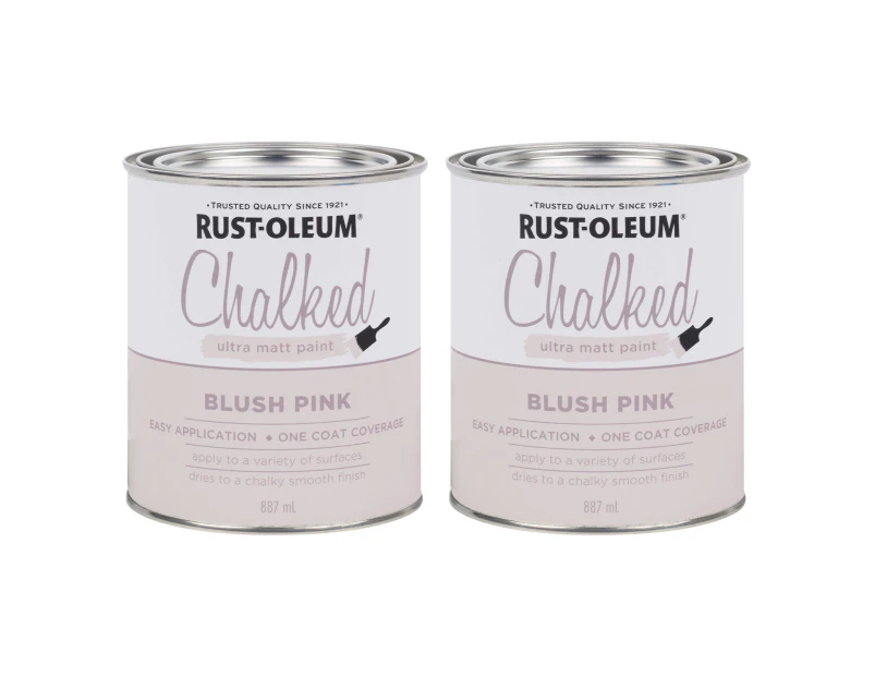 Bundle Rust-Oleum Chalked Ultra Matt Paint - Blush Pink 887ml x 2