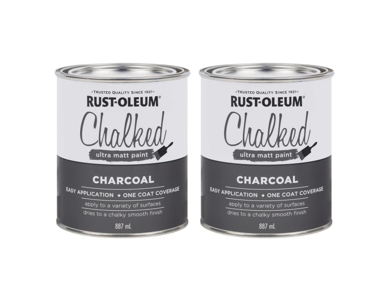 Bundle Rust-Oleum Chalked Ultra Matt Paint - Charcoal 887ml x 2