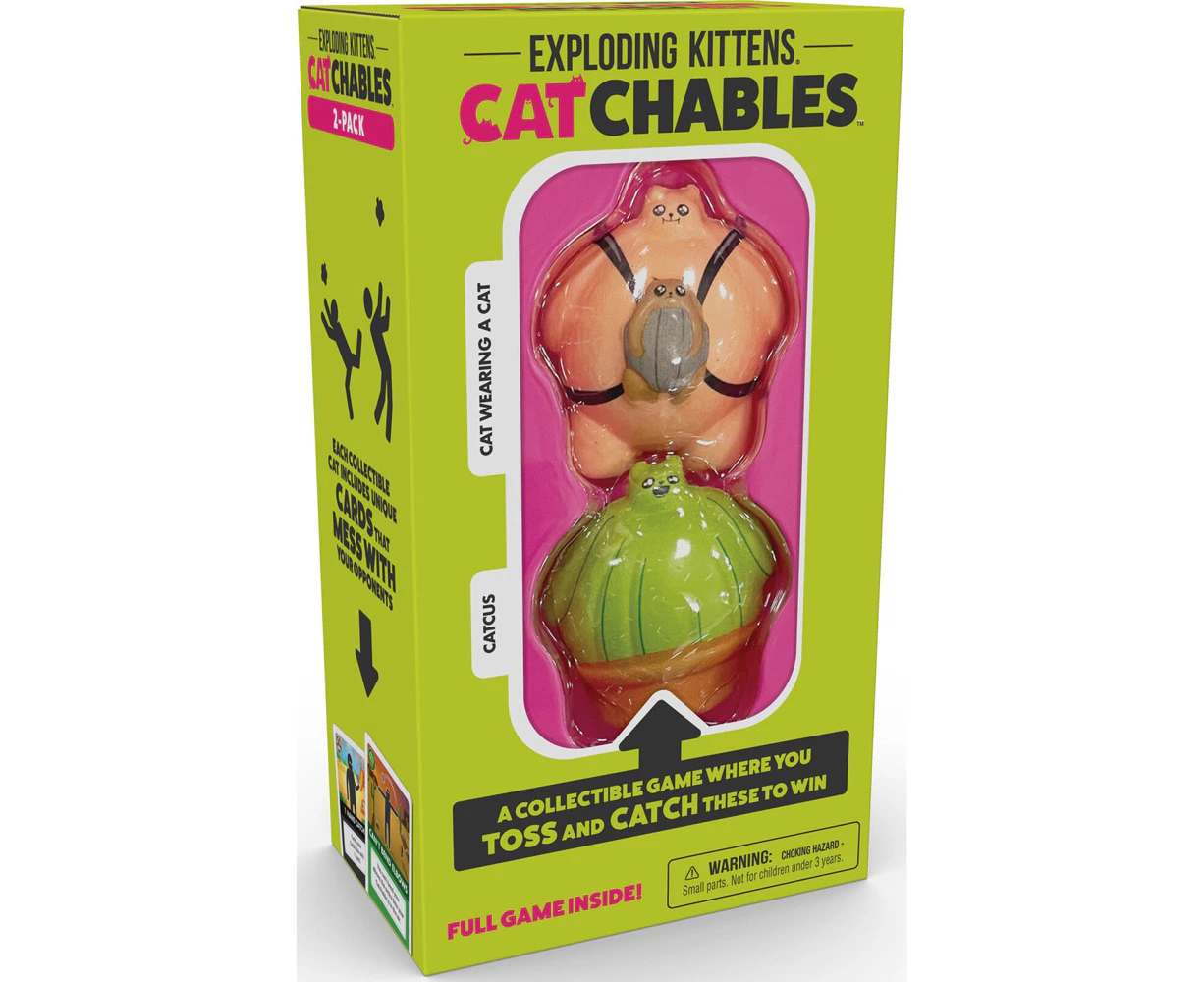 Exploding Kittens Catchables 2-Squishy Cat-Wearing-A-Cat & Catcus Game 8y+