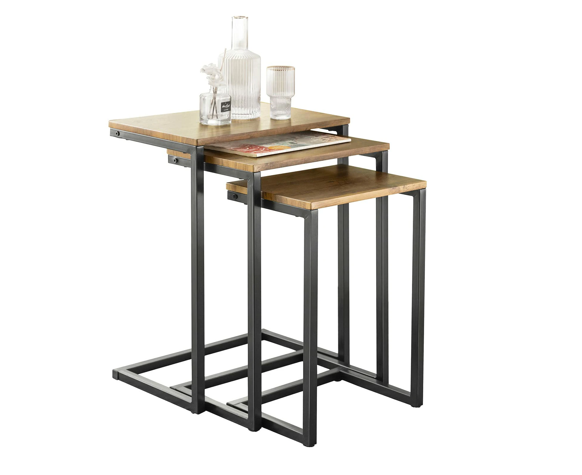 Set of 3 Side Tables Industrial Style End Tables Stackable Tables Nesting Tables