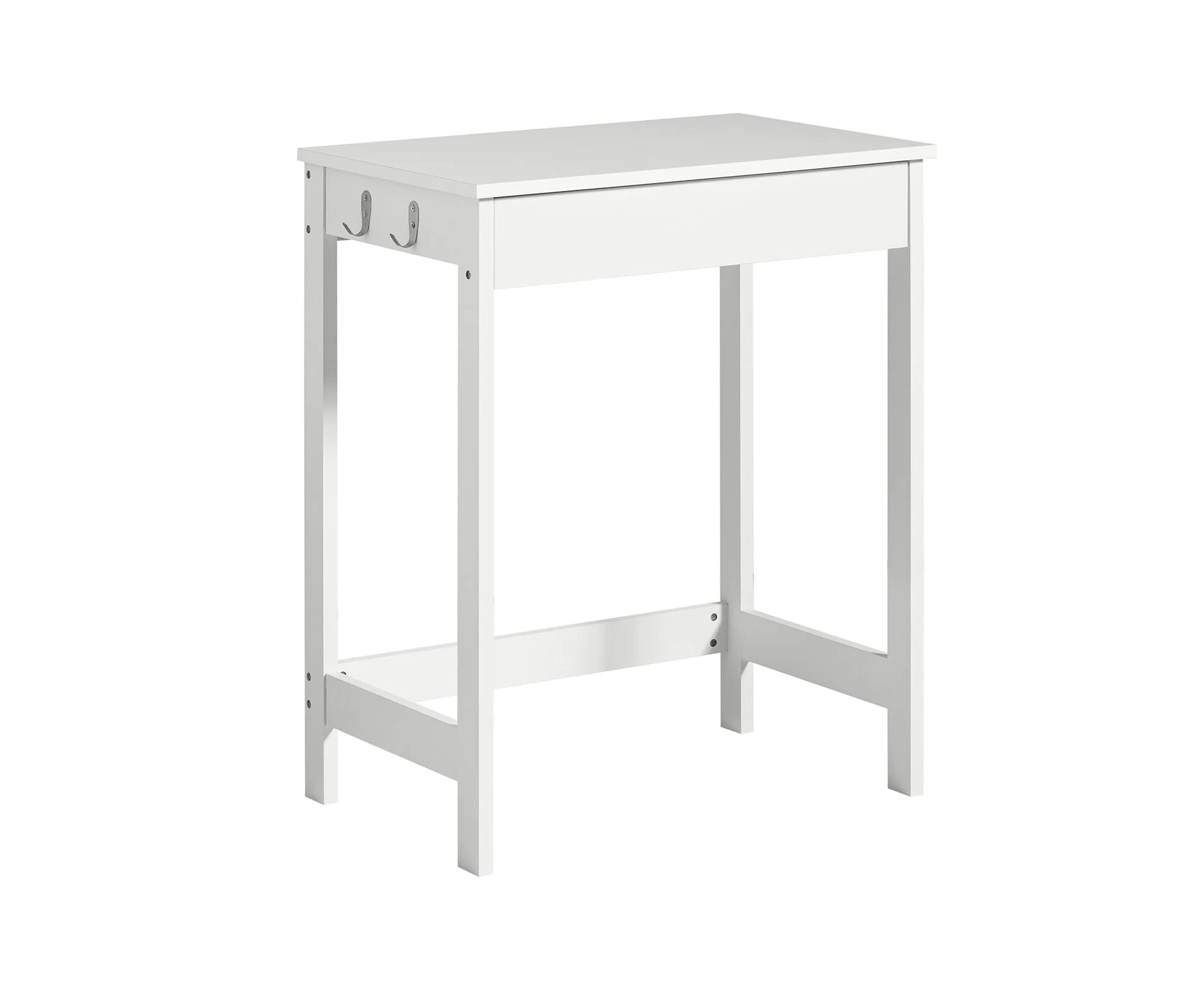 White Small Desk with Drawer and Hooks, Study Desk, Small PC Desk, Laptop Desk, FWT43-W