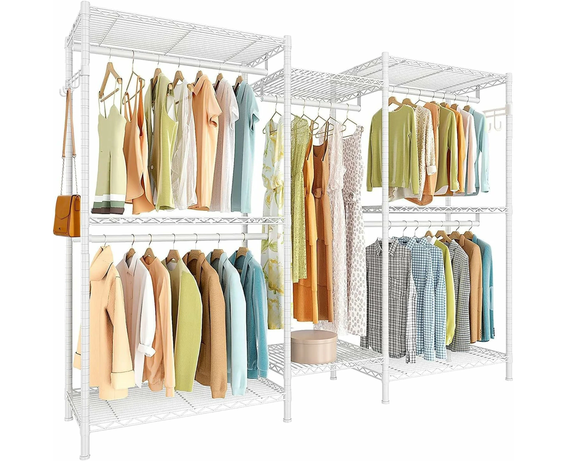 Clothes Rack Wire Garment Rack Heavy Duty Clothing Racks for Hanging Clothes Large Size Armoire Storage Rack Freestanding Closet Racks