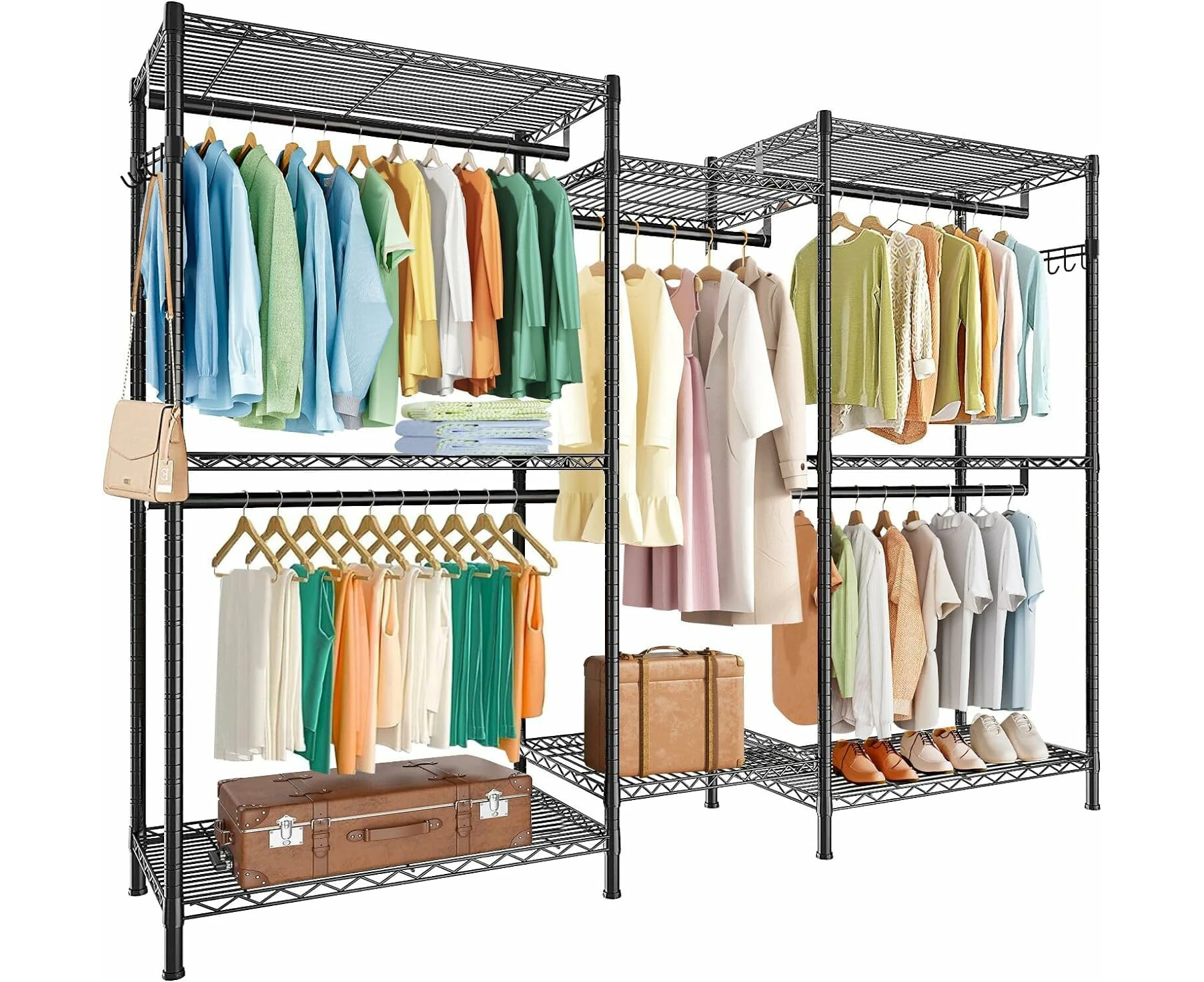 Clothes Rack Wire Garment Rack Heavy Duty Clothing Racks for Hanging Clothes Large Size Armoire Storage Rack Freestanding Closet Racks