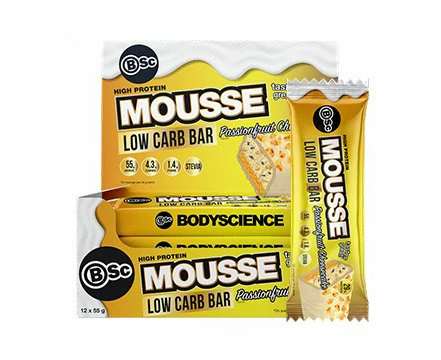 Body Science BSc High Protein Low Carb Mousse Bar [Box of 12] 5 Flavours - Passionfruit Cheesecake